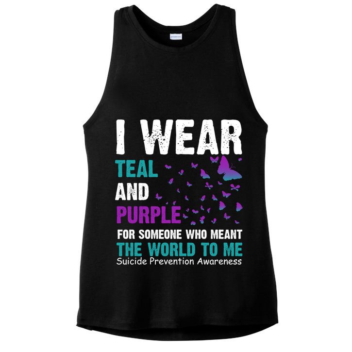 I Wear Teal & Purple Suicide Prevention Awareness Ladies PosiCharge Tri-Blend Wicking Tank