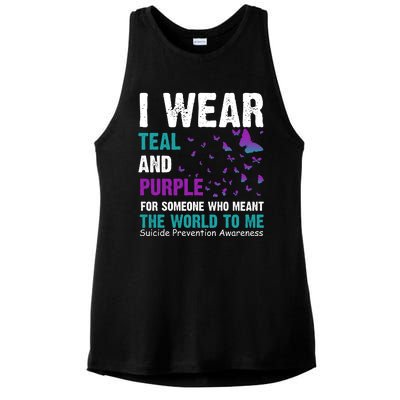 I Wear Teal & Purple Suicide Prevention Awareness Ladies PosiCharge Tri-Blend Wicking Tank