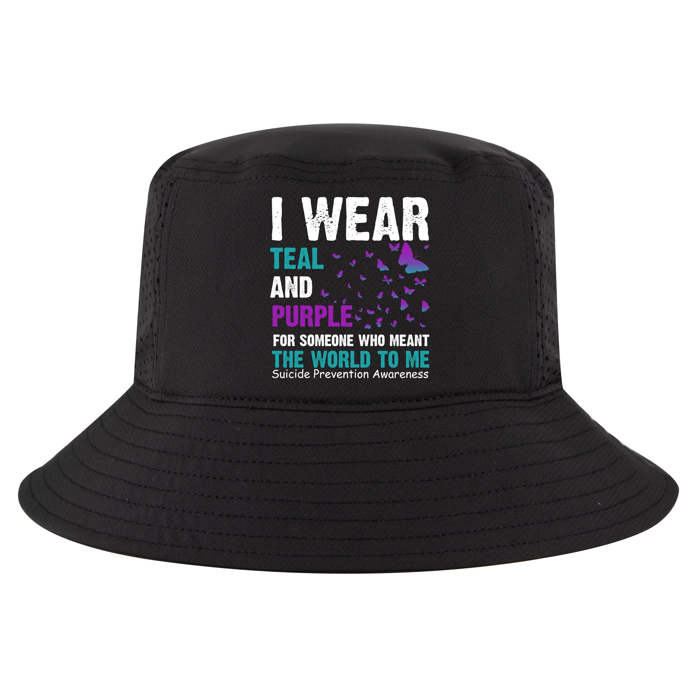 I Wear Teal & Purple Suicide Prevention Awareness Cool Comfort Performance Bucket Hat