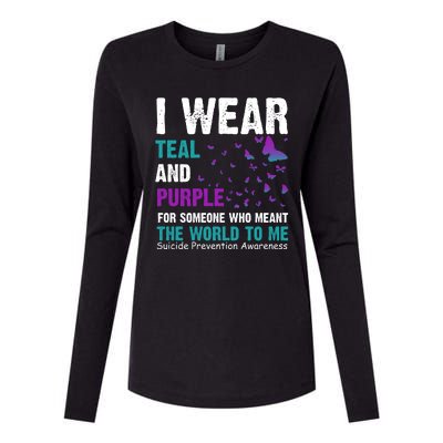 I Wear Teal & Purple Suicide Prevention Awareness Womens Cotton Relaxed Long Sleeve T-Shirt