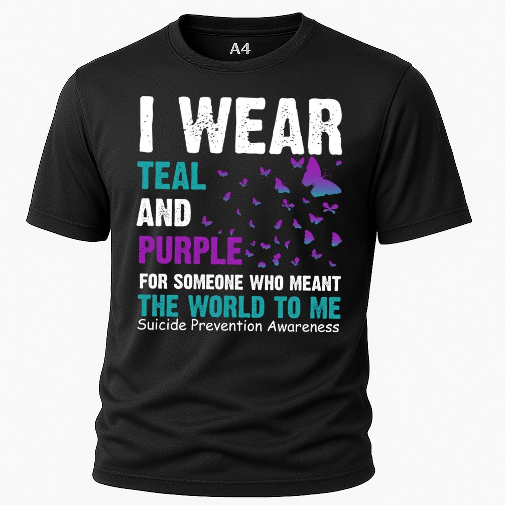 I Wear Teal & Purple Suicide Prevention Awareness Cooling Performance Crew T-Shirt