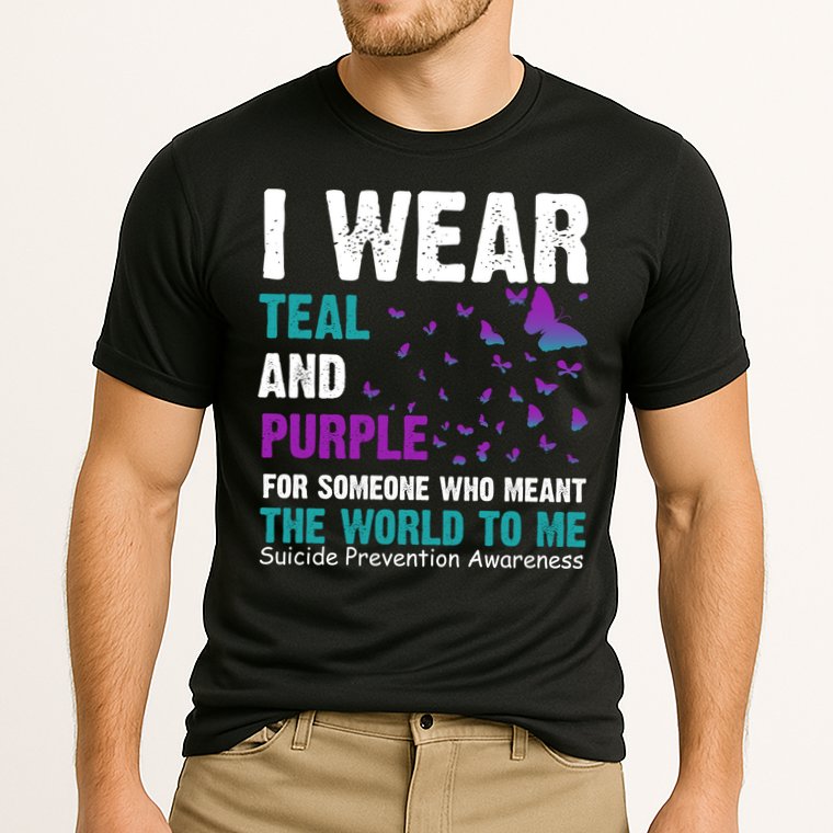 I Wear Teal & Purple Suicide Prevention Awareness Cooling Performance Crew T-Shirt