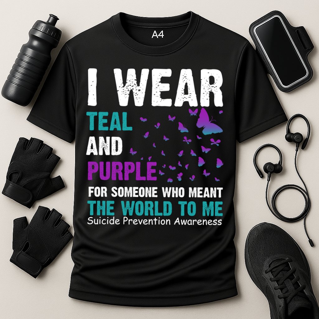 I Wear Teal & Purple Suicide Prevention Awareness Cooling Performance Crew T-Shirt