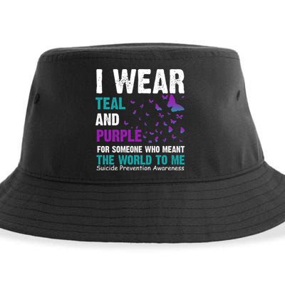I Wear Teal & Purple Suicide Prevention Awareness Sustainable Bucket Hat