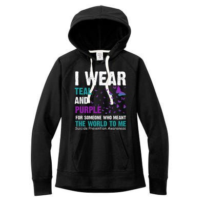 I Wear Teal & Purple Suicide Prevention Awareness Women's Fleece Hoodie