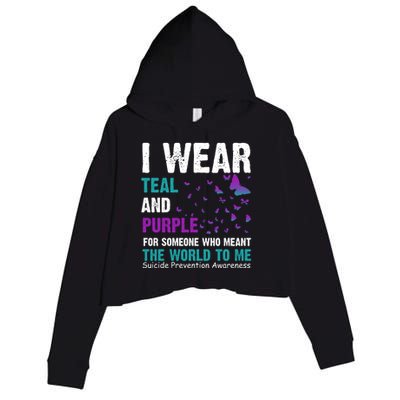 I Wear Teal & Purple Suicide Prevention Awareness Crop Fleece Hoodie