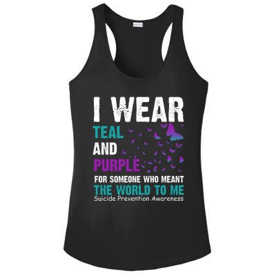 I Wear Teal & Purple Suicide Prevention Awareness Ladies PosiCharge Competitor Racerback Tank