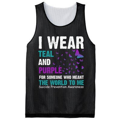 I Wear Teal & Purple Suicide Prevention Awareness Mesh Reversible Basketball Jersey Tank