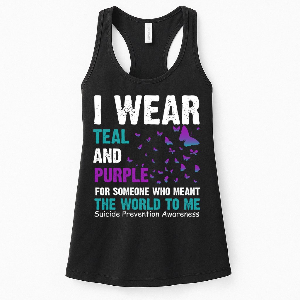 I Wear Teal & Purple Suicide Prevention Awareness Womens Tank Top