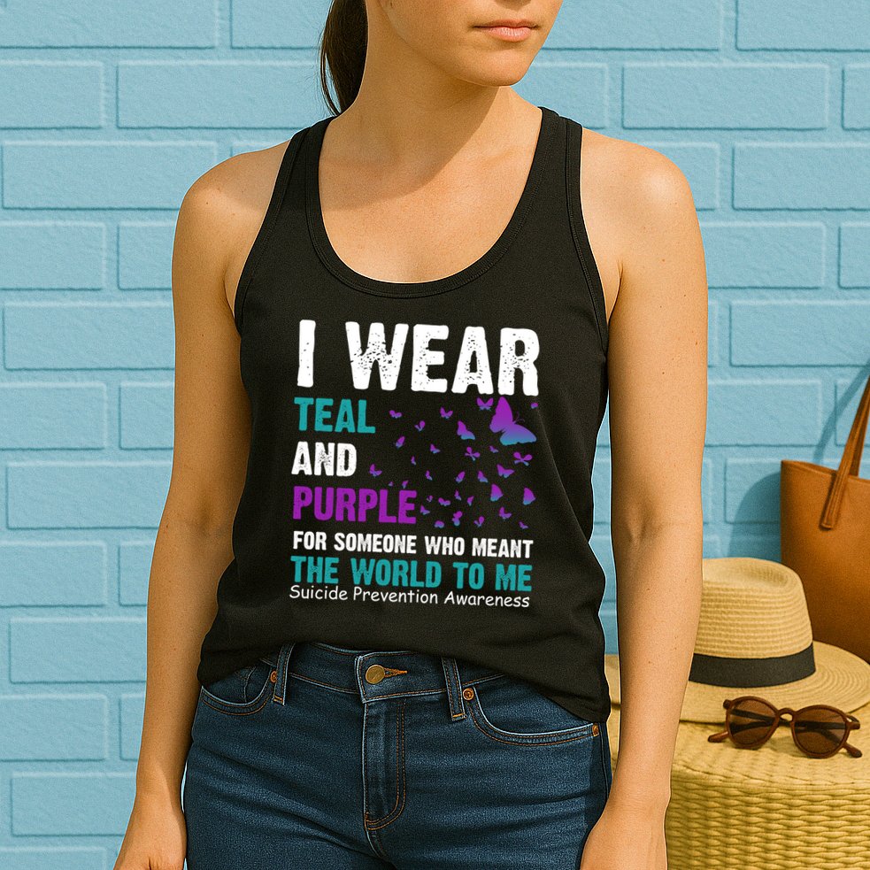 I Wear Teal & Purple Suicide Prevention Awareness Womens Tank Top