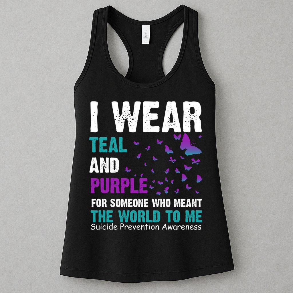 I Wear Teal & Purple Suicide Prevention Awareness Womens Tank Top