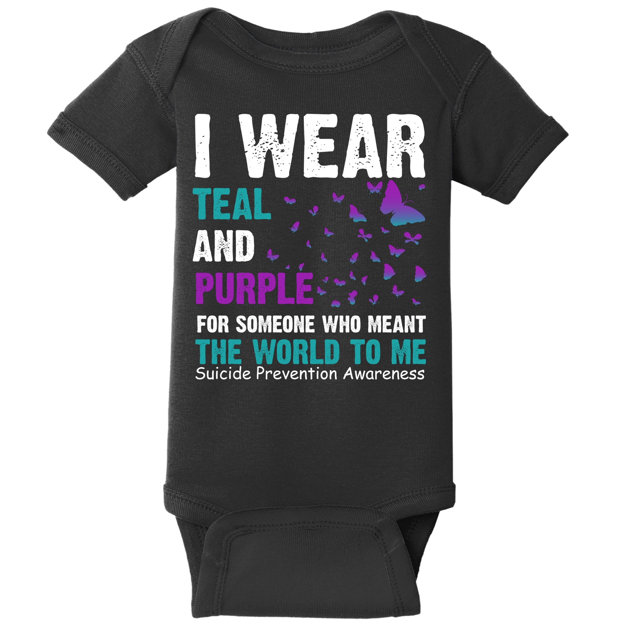 I Wear Teal & Purple Suicide Prevention Awareness Baby Bodysuit