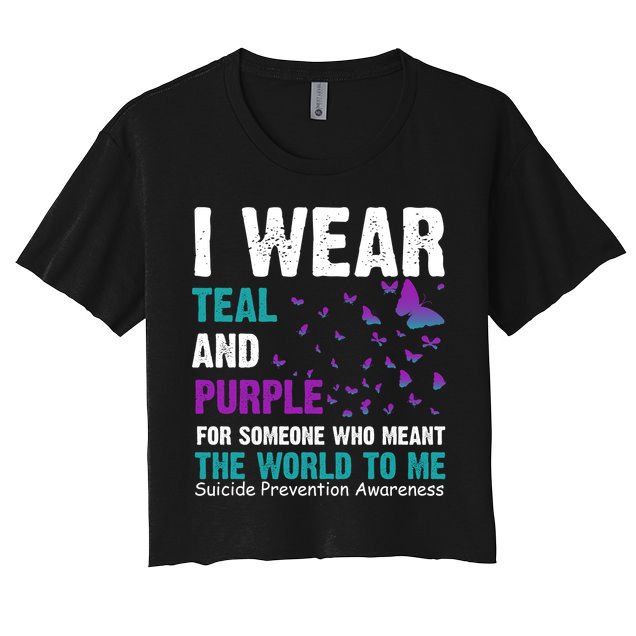 I Wear Teal & Purple Suicide Prevention Awareness Crop Top