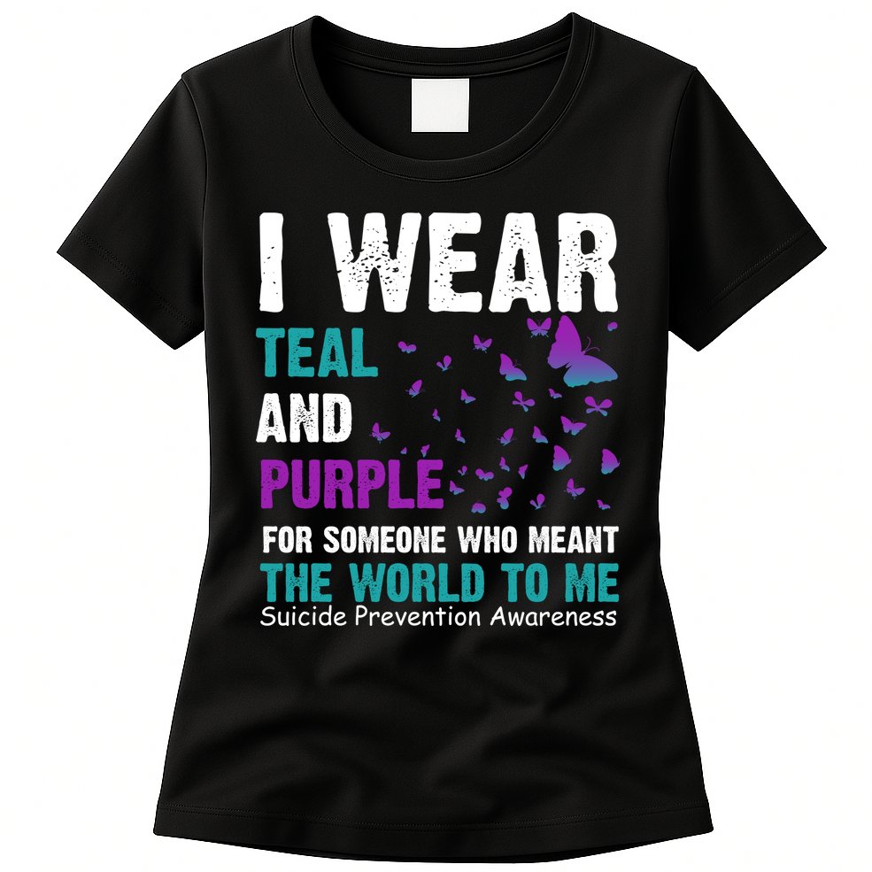 I Wear Teal & Purple Suicide Prevention Awareness Womens T-Shirt