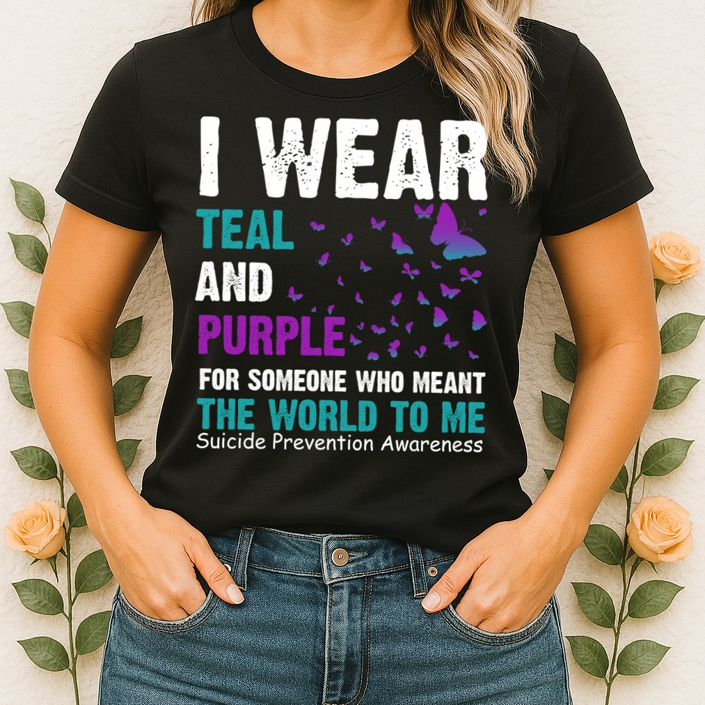 I Wear Teal & Purple Suicide Prevention Awareness Womens T-Shirt