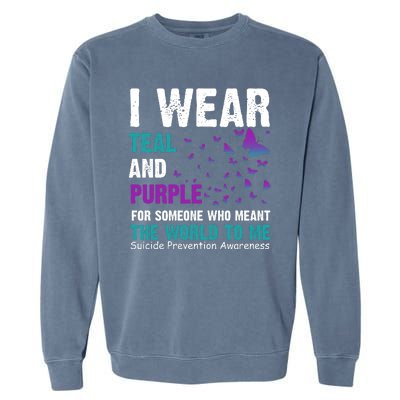 I Wear Teal & Purple Suicide Prevention Awareness Garment-Dyed Sweatshirt