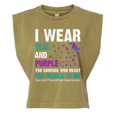 I Wear Teal & Purple Suicide Prevention Awareness Garment-Dyed Women's Muscle Tee