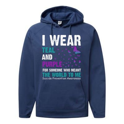 I Wear Teal & Purple Suicide Prevention Awareness Performance Fleece Hoodie