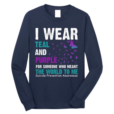 I Wear Teal & Purple Suicide Prevention Awareness Long Sleeve Shirt