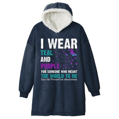 I Wear Teal & Purple Suicide Prevention Awareness Hooded Wearable Blanket