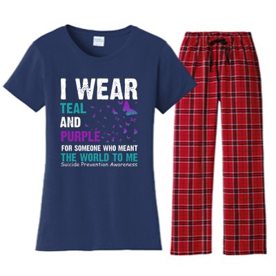 I Wear Teal & Purple Suicide Prevention Awareness Women's Flannel Pajama Set