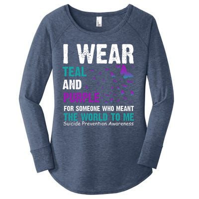 I Wear Teal & Purple Suicide Prevention Awareness Women's Perfect Tri Tunic Long Sleeve Shirt