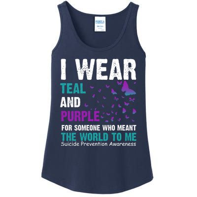 I Wear Teal & Purple Suicide Prevention Awareness Ladies Essential Tank