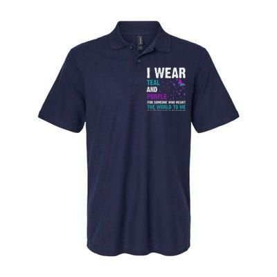 I Wear Teal & Purple Suicide Prevention Awareness Softstyle Adult Sport Polo