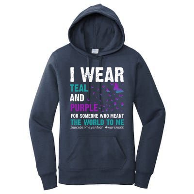 I Wear Teal & Purple Suicide Prevention Awareness Women's Pullover Hoodie