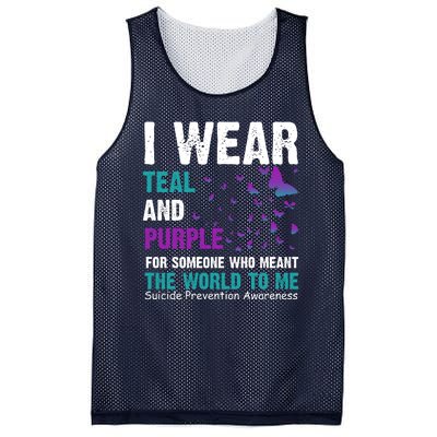 I Wear Teal & Purple Suicide Prevention Awareness Mesh Reversible Basketball Jersey Tank