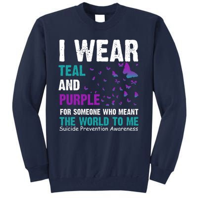 I Wear Teal & Purple Suicide Prevention Awareness Tall Sweatshirt