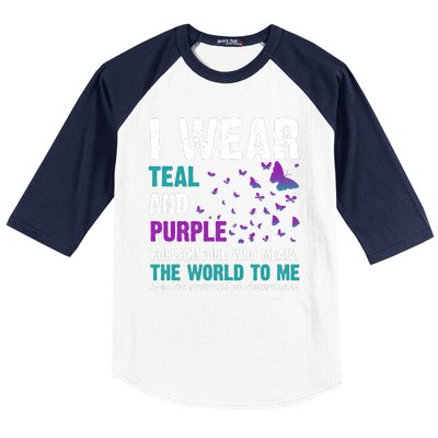 I Wear Teal & Purple Suicide Prevention Awareness Baseball Sleeve Shirt