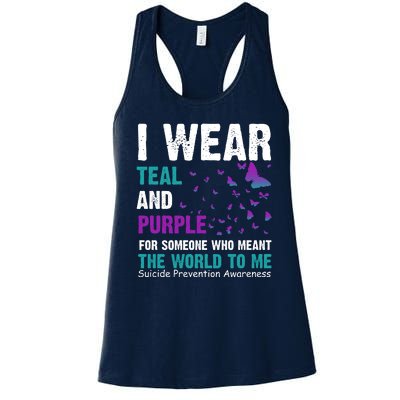 I Wear Teal & Purple Suicide Prevention Awareness Women's Racerback Tank