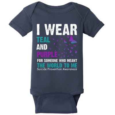 I Wear Teal & Purple Suicide Prevention Awareness Baby Bodysuit