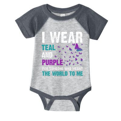 I Wear Teal & Purple Suicide Prevention Awareness Infant Baby Jersey Bodysuit