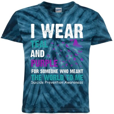 I Wear Teal & Purple Suicide Prevention Awareness Kids Tie-Dye T-Shirt