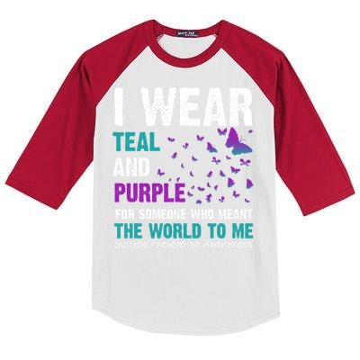 I Wear Teal & Purple Suicide Prevention Awareness Kids Colorblock Raglan Jersey