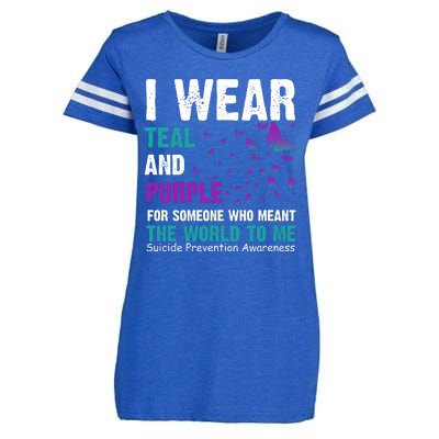 I Wear Teal & Purple Suicide Prevention Awareness Enza Ladies Jersey Football T-Shirt