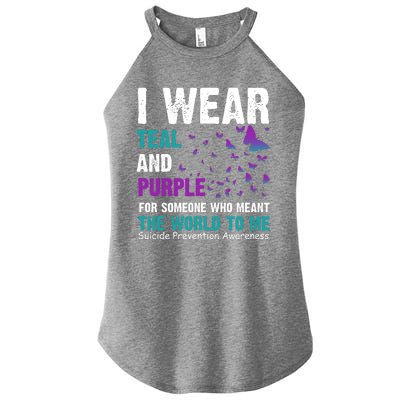 I Wear Teal & Purple Suicide Prevention Awareness Women's Perfect Tri Rocker Tank