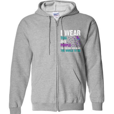 I Wear Teal & Purple Suicide Prevention Awareness Full Zip Hoodie