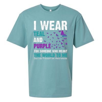 I Wear Teal & Purple Suicide Prevention Awareness Sueded Cloud Jersey T-Shirt