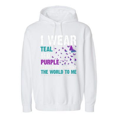 I Wear Teal & Purple Suicide Prevention Awareness Garment-Dyed Fleece Hoodie