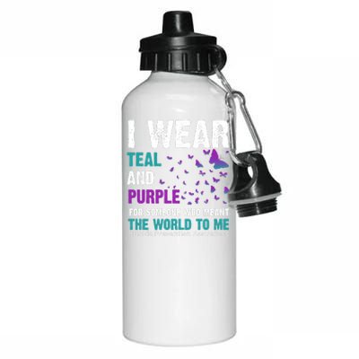 I Wear Teal & Purple Suicide Prevention Awareness Aluminum Water Bottle