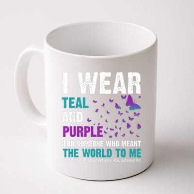 I Wear Teal & Purple Suicide Prevention Awareness Coffee Mug