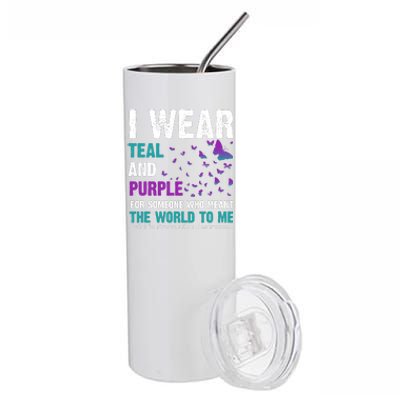 I Wear Teal & Purple Suicide Prevention Awareness Stainless Steel Tumbler