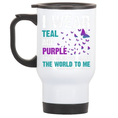 I Wear Teal & Purple Suicide Prevention Awareness Stainless Steel Travel Mug