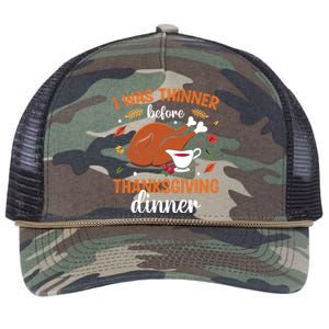 I Was Thinner Before Thanksgiving Dinner Thanksgiving Gift Retro Rope Trucker Hat Cap