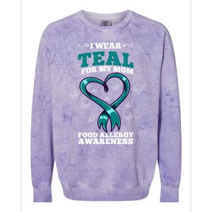 I Wear Teal For My Mom Food Allergy Awareness Cute Gift Colorblast Crewneck Sweatshirt