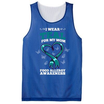 I Wear Teal For My Mom Food Allergy Awareness Cute Gift Mesh Reversible Basketball Jersey Tank