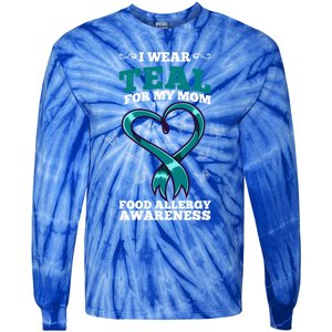 I Wear Teal For My Mom Food Allergy Awareness Cute Gift Tie-Dye Long Sleeve Shirt